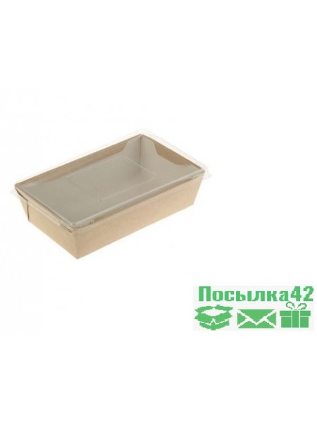 Крафт коробочка с прозрачной крышкой (21*16*5 см)